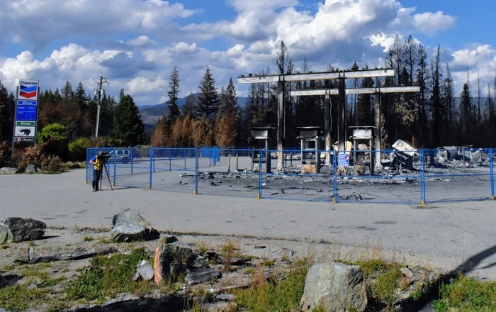 A gas station near Squilax was razed after the Bush Creek East wildfire swept through the area last month.