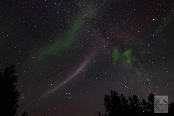 The northern lights make the sky over Clinton look like it's tye dyed. 