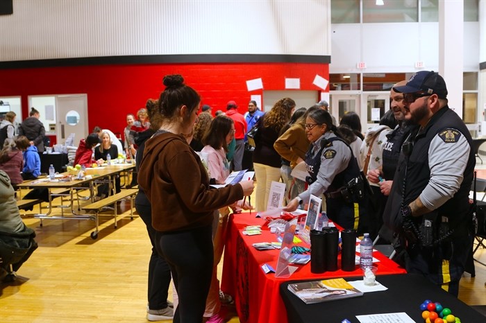 Students at SD67’s Indigenous Career Fair at Princess Margaret Secondary School on Nov 16, 2023. 

