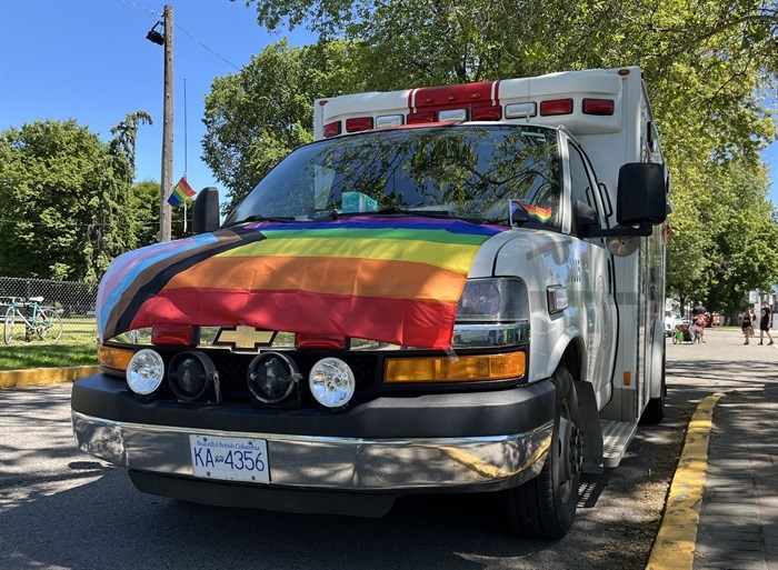 An ambulance decorated for the festival. 