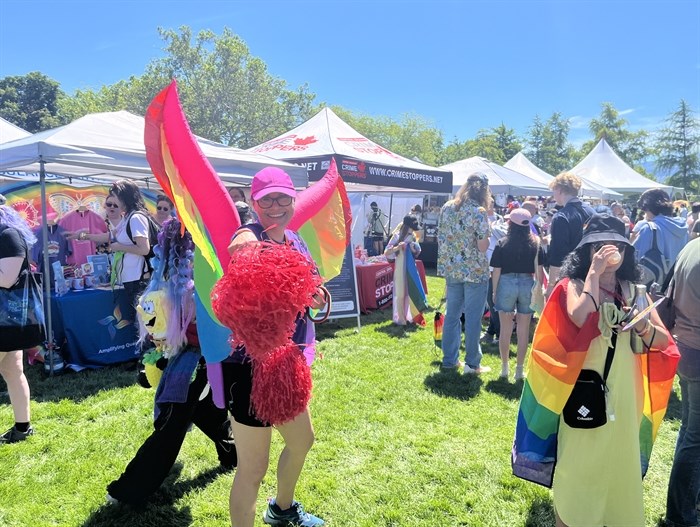 Rainbow wings and pompoms at Kelowna's Pride Festival on June 8, 2024. 