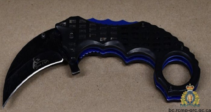 A knife seized by Vernon RCMP.