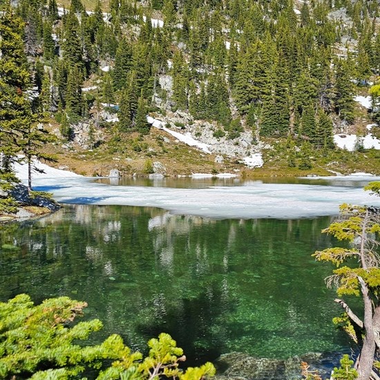 Beautiful green waters are found at Twin Lakes east of Vernon. 