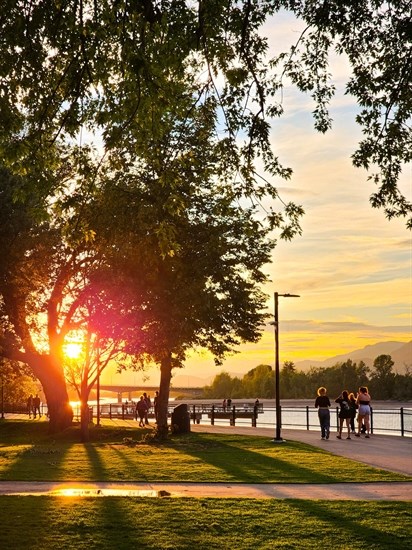 The summer sun sets over Riverside Park in Kamloops. 