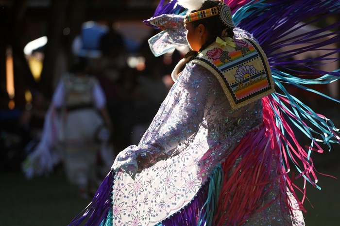 Dancers participate in the grand entry for the 2024 Similkameen Powwow of Champions during its opening night on Aug. 30.