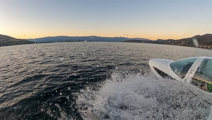 This personal aircraft was photographed with a GoPro landing on the surface of Okanagan Lake near West Kelowna. 