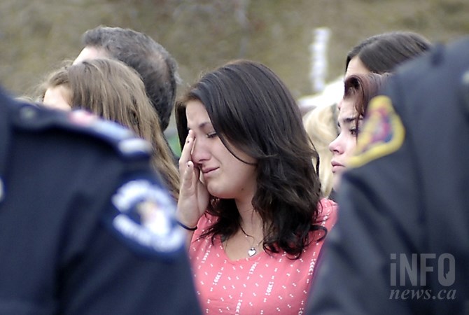 Friends of Alexandra Nyuli at her memorial Saturday, Feb. 7, 2015.