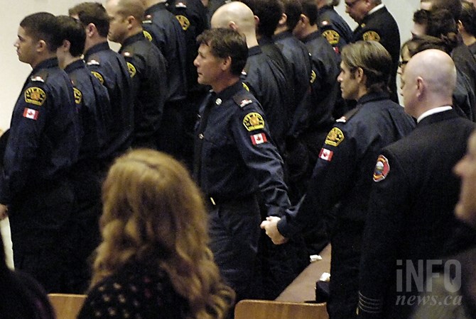 Around 100 firefighters from Kelowna, West Kelowna and Joe Rich were at the memorial for Alexandra Nyuli Saturday, Feb. 7, 2015.