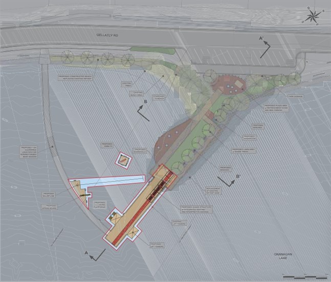 The design plan for the CNR Wharf Project on Okanagan Lake in West Kelowna.