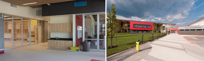 Pictures of the interior and the exterior of the new Jok Mar Elementary School in West Kelowna provided by the Central Okanagan School District.