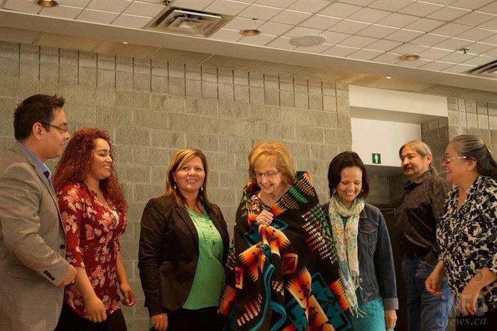 Tk’emlúps te Secwepemc chief and council present Coun. Pat Wallace with a blanket to commemorate her. 