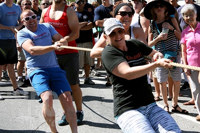 Seventeen teams representing business, schools and neighbouring fire departments participated in Saturday's fire truck pull downtown Penticton.