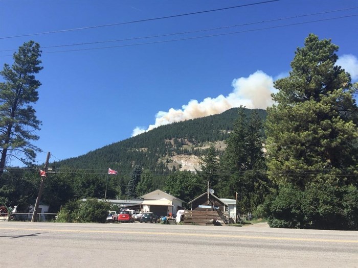 The wildfire burning near Falkland is four hectares in size, July 20, 2015.