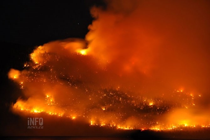 The Westside Road fires from Okanagan Centre.