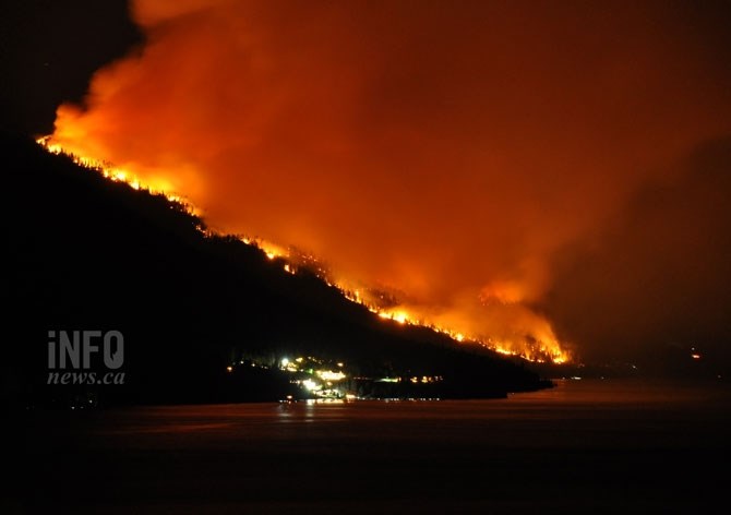 Westside Road fire from Clifton Road in Kelowna.