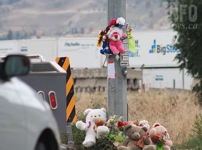 A memorial to five year old James Christian McIntosh continues to grow at the intersection where he was killed on Tuesday evening.