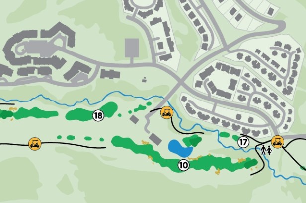 The 10th green was wrecked by a joyrider this weekend in Sun Peaks.