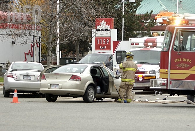 A crash on Harvey Avenue and Richter Street around noon on Friday, Nov. 6, 2015 blocked traffic in all four directions.