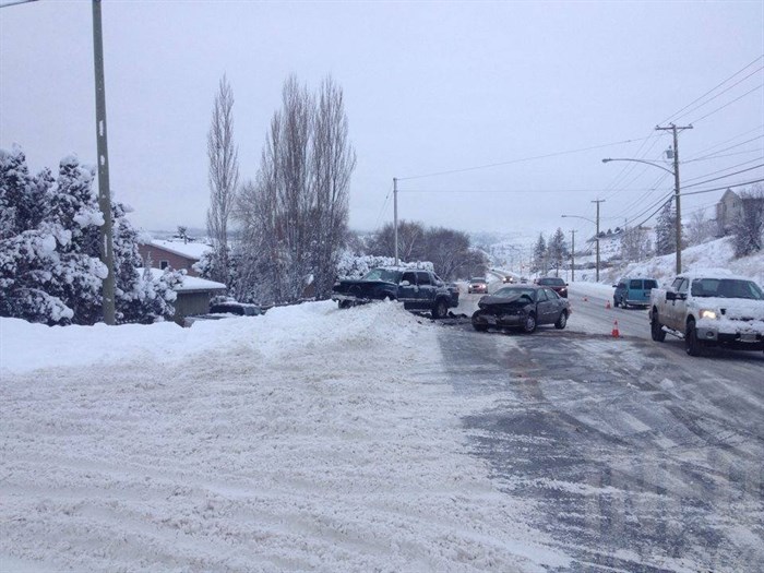 A three-vehicle collision at Westsyde Road and Collingwood Drive, Monday, Dec. 28, 2015.