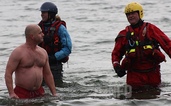 Last man standing: Dipper Mark Lasinski lasted longer than anyone else in this year's Summerland Polar Bear Dip.