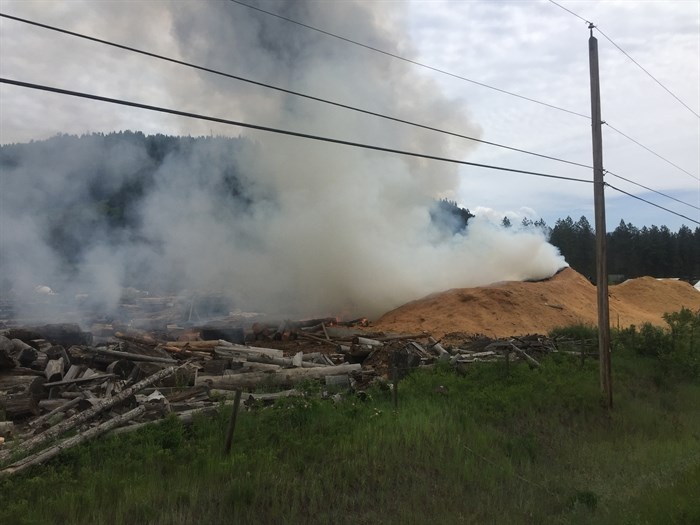 According to witness Rob Ellis, the fire burned the mill to the ground and made its way into a large sawdust pile. 