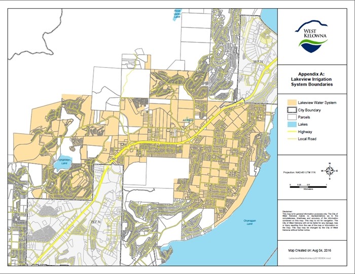 A map of the residences affected by the water advisory.