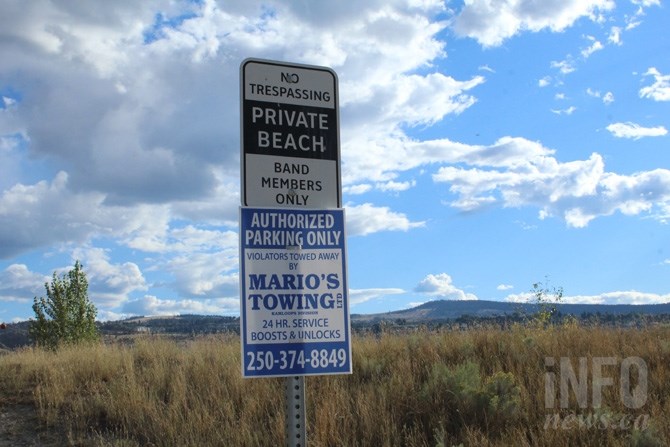 One of the signs at Tk’emlúps te Secwépemc riverfront land.