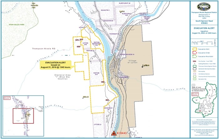 Map of area under an evacuation alert as of 3 p.m., Wednesday, Aug. 31, 2016.