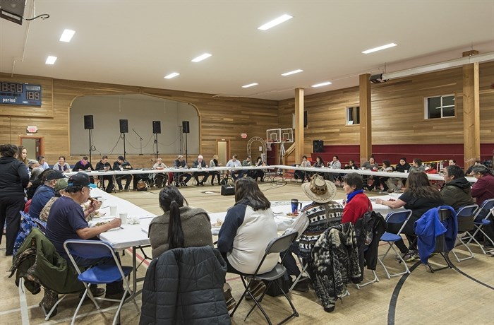 Tk’emlúps te Secwépemc Chief Fred Seymour and Ian Anderson, Kinder Morgan Canada president answer community questions about the Expansion Project at Moccasin Square Garden.