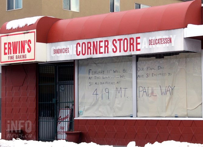 Erwin's Bakery left downtown Kamloops in mid-February 2017 due to slow business in the city's core and better opportunities elsewhere.