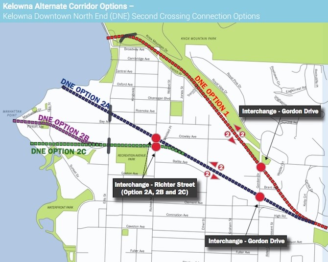 Four routes are proposed to approach the secondary lake crossing. 