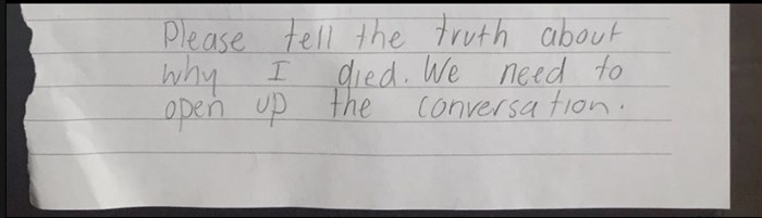 In her suicide letter, Georgia McAlpine asked her parents to keep the conversation going on mental health. 