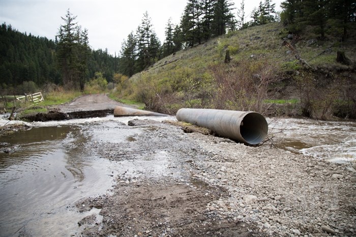 There has been several complete washouts on Campbell Creek Road in Barnhartvale. 