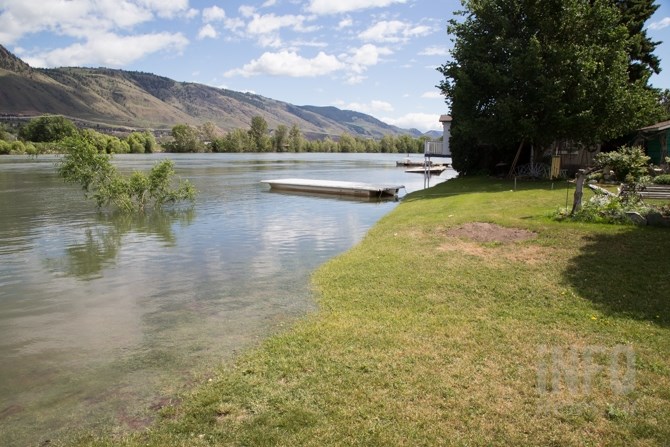 Gerry Gorman has been at his River Street home for 28 years and says water levels in 2012 reached the circular dirt patch on the right hand side of this photo. 