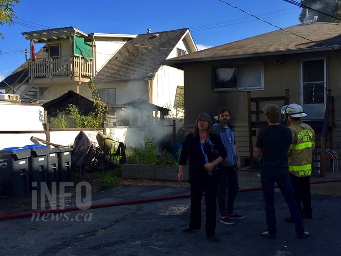 A structure fire in a backyard at a home Ellis Street in downtown Penticton, Tuesday, Sept. 26, 2017.