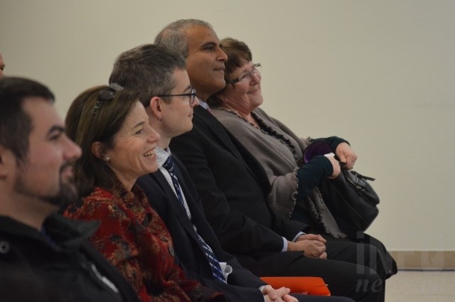 Jacob Philp, Housing Minister Selina Robinson, Mayor Akbal Mund and Coun. Juliette Cunningham. 