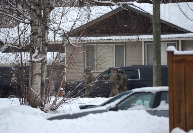 Numerous police officers converged on a Coldstream home yesterday, Feb. 5, 2018 after receiving a report of a distraught man with a firearm. 