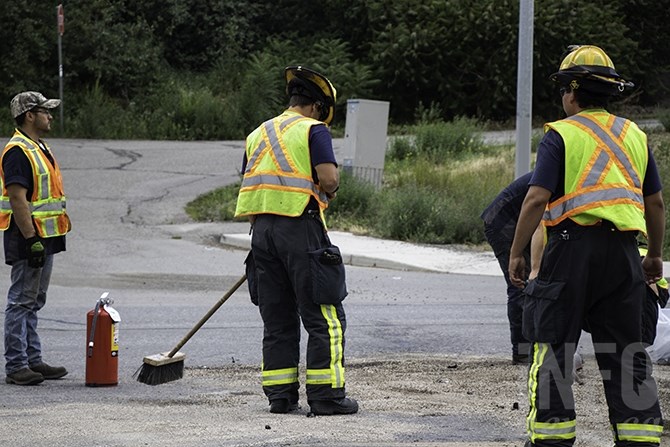 Crews work to clean up the scene. The scene was cleared in approximately two hours. 