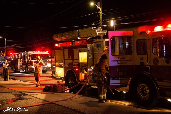 Penticton firefighters extinguished a blaze at the Old Log Cabin Motel on Skaha Lake Road, Tuesday, July 10, 2018.