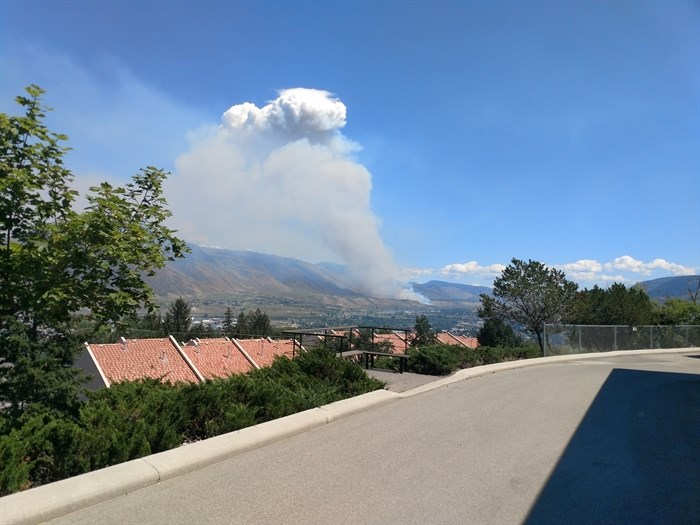 Ash is starting to fall and the wildfire can be seen from nearly everywhere in Kamloops. 