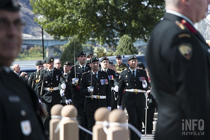 Lieutenant-Colonel Dionne leads the procession as Commanding Officer for the last time.