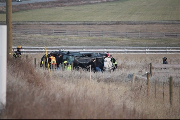 A single vehicle was involved in a rollover collision Tuesday, Oct. 23, 2018 on Cherry Road.