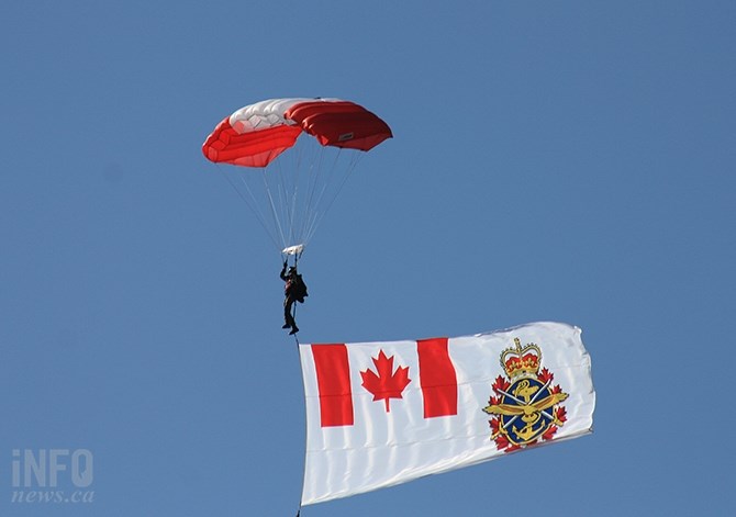 The Skyhawks perform over Okanagan Lake Park.