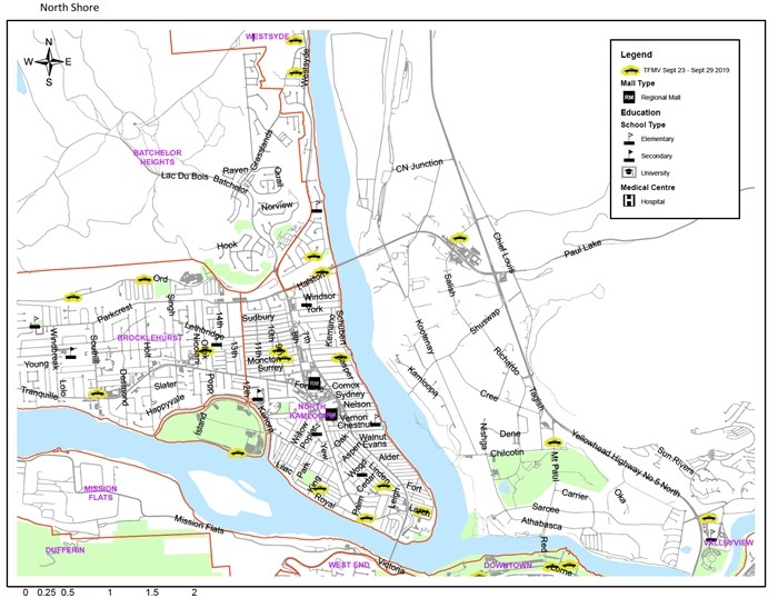 A map showing the thefts from motor vehicles on the North Shore during the week of Sept. 23 to Sept. 29.