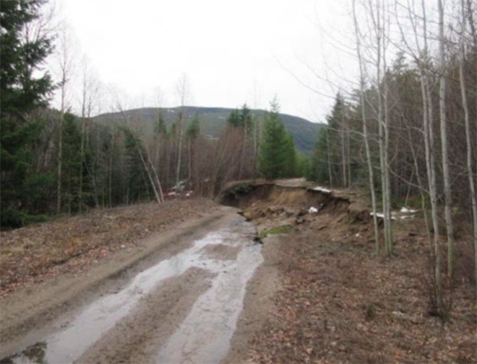 The KVR trail is closed in the area of a debris slide that washed out a portion of the trail in RDOS Area H on the weekend.