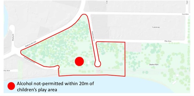 Alcohol consumption at Skaha Park will be confined to the area west of the parks volleyball courts.