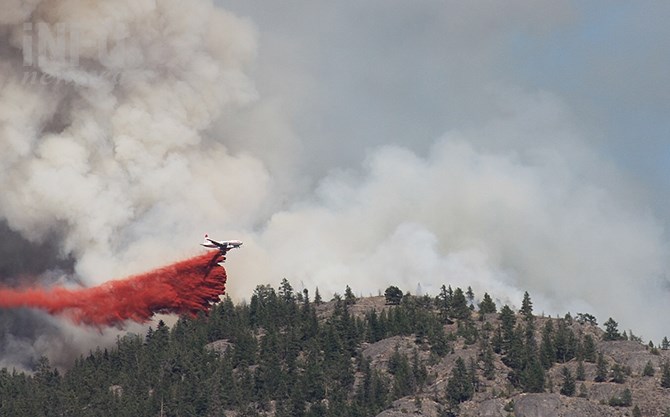 Air tankers are actioning a wildfire south of Penticton this afternoon, Aug. 18, 2020.