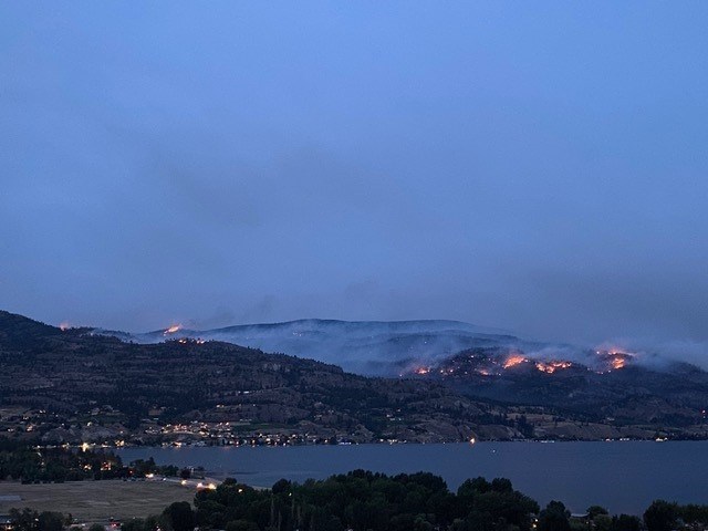 The Christie Mountain wildfire continues to burn south of Penticton. This photo was taken Aug. 19, 2020.