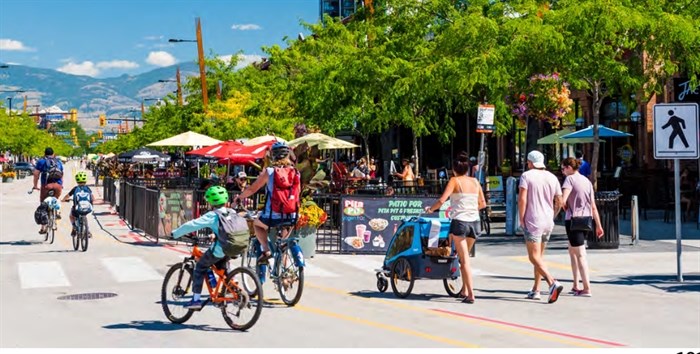 Pedestrian traffic was up 99 per cent on Bernard Avenue after it was closed to vehicles last summer.