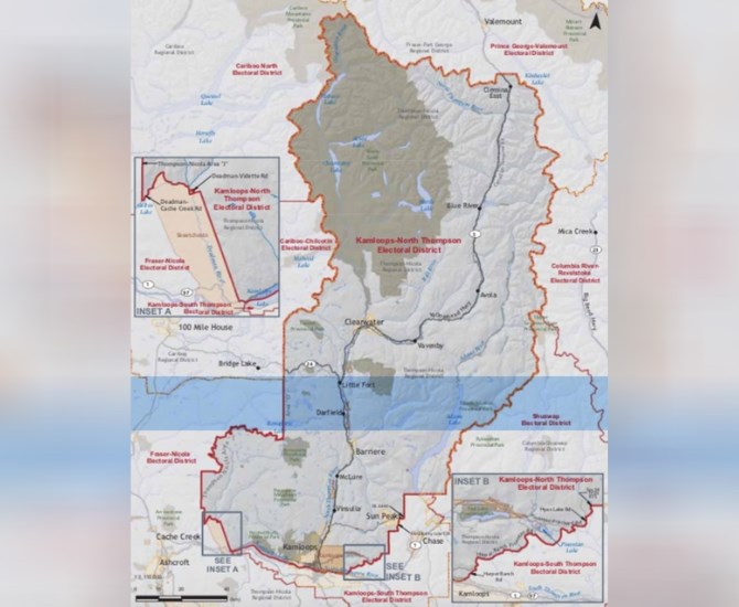 A map of the North Thompson riding. 